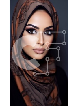 Intra Συλλεκτικό Ξύλινο Παζλ Plywood  4mm - Πορτρέτο μιας γυναίκας με μαύρο και καφέ χιτζάμπ Σε Ξύλινο Κουτί - Διαστάσεις Puzzle: 10x10 cm – 25 κομμάτια