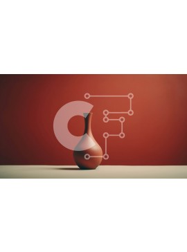 Intra Συλλεκτικό Ξύλινο Παζλ Plywood  4mm - Βάζο σε ένα τραπέζι μπροστά από έναν κόκκινο τοίχο Σε Ξύλινο Κουτί - Διαστάσεις Puzzle: 10x10 cm – 25 κομμάτια