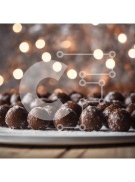 Σετ των 2 Intra Συλλεκτικό Ξύλινο Παζλ Plywood  4mm - Πιάτο με σοκολατένιες μπάλες καλυμμένο με ζάχαρη άχνη με γιορτινά φωτάκια Σε Ξύλινο Κουτί - Διαστάσεις: 10x10 cm – 25 κομμάτια