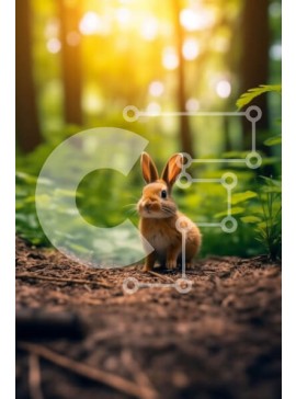 Σετ των 2 Intra Συλλεκτικό Ξύλινο Παζλ Plywood  4mm - Όμορφη εικόνα ενός καφέ κουνελιού σε ένα ξέφωτο δασών Σε Ξύλινο Κουτί - Διαστάσεις: 10x10 cm – 25 κομμάτια