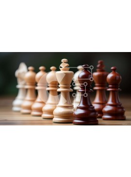 Intra Συλλεκτικό Ξύλινο Παζλ Plywood  4mm - Κομμάτια σκακιού σε ξύλινο τραπέζι Σε Ξύλινο Κουτί - Διαστάσεις Puzzle: 10x10 cm – 25 κομμάτια