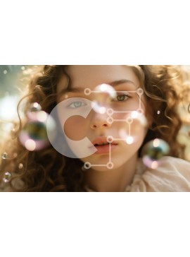 Intra Συλλεκτικό Ξύλινο Παζλ Plywood  4mm - Όμορφη εικόνα μιας νεαρής γυναίκας σε ένα χωράφι με φυσαλίδες Σε Ξύλινο Κουτί - Διαστάσεις Puzzle: 10x10 cm – 25 κομμάτια