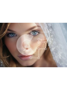 Intra Συλλεκτικό Ξύλινο Παζλ Plywood  4mm - Όμορφη νύφη που φορά ένα λευκό πέπλο και χαμογελά στην κάμερα Σε Ξύλινο Κουτί - Διαστάσεις Puzzle: 10x10 cm – 25 κομμάτια