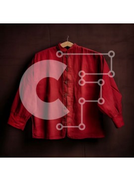 Σετ των 2 Intra Συλλεκτικό Ξύλινο Παζλ Plywood  4mm - Κομψή εικόνα κόκκινου πουκάμισου κρεμασμένου σε κρεμάστρα Σε Ξύλινο Κουτί - Διαστάσεις: 10x10 cm – 25 κομμάτια