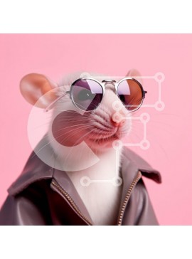 Intra Συλλεκτικό Ξύλινο Παζλ Plywood  4mm - Cool ποντίκι με γυαλιά ηλίου και δερμάτινο μπουφάν Σε Ξύλινο Κουτί - Διαστάσεις: 10x10 cm – 25 κομμάτια