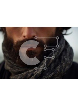 Intra Συλλεκτικό Ξύλινο Παζλ Plywood  4mm - Έντονο πορτρέτο ενός άνδρα με γένια και μαύρο κασκόλ Σε Ξύλινο Κουτί - Διαστάσεις Puzzle: 10x10 cm – 25 κομμάτια