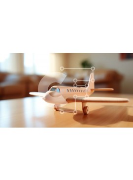 Intra Συλλεκτικό Ξύλινο Παζλ Plywood  4mm - Ξύλινο αεροπλάνο σε ένα τραπέζι σε ένα σαλόνι με θέα Σε Ξύλινο Κουτί - Διαστάσεις Puzzle: 10x10 cm – 25 κομμάτια