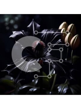 Intra Συλλεκτικό Ξύλινο Παζλ Plywood  4mm - Εκπληκτική εικόνα ενός μαύρου λουλουδιού με κόκκινα πέταλα και κίτρινο κέντρο Σε Ξύλινο Κουτί - Διαστάσεις: 10x10 cm – 25 κομμάτια