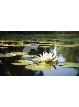 Intra Συλλεκτικό Ξύλινο Παζλ Plywood  4mm - Όμορφη εικόνα του λουλουδιού λευκού νούφαρου στη λίμνη Σε Ξύλινο Κουτί - Διαστάσεις: 10x10 cm – 25 κομμάτια