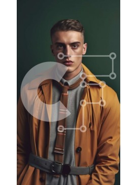 Intra Συλλεκτικό Ξύλινο Παζλ Plywood  4mm - Σοβαρός άνδρας με μοντέρνα καμπαρντίνα και γραβάτα Σε Ξύλινο Κουτί - Διαστάσεις Puzzle: 10x10 cm – 25 κομμάτια