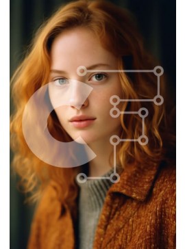 Intra Συλλεκτικό Ξύλινο Παζλ Plywood  4mm - Όμορφο πορτρέτο ενός κοκκινομάλλης κοριτσιού με καφέ πουλόβερ Σε Ξύλινο Κουτί - Διαστάσεις Puzzle: 10x10 cm – 25 κομμάτια