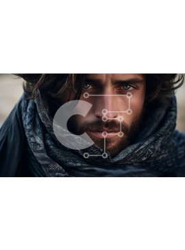 Intra Συλλεκτικό Ξύλινο Παζλ Plywood  4mm - Σοβαρός άνδρας με μακριά μαλλιά και γένια - Φωτογραφία Αρχείου Σε Ξύλινο Κουτί - Διαστάσεις Puzzle: 10x10 cm – 25 κομμάτια