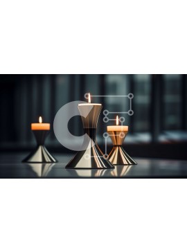 Intra Συλλεκτικό Ξύλινο Παζλ Plywood  4mm - Μοντέρνα μεταλλικά κεριά στο τραπέζι μπροστά από το παράθυρο Σε Ξύλινο Κουτί - Διαστάσεις Puzzle: 10x10 cm – 25 κομμάτια