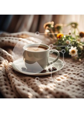 Σετ των 2 Intra Συλλεκτικό Ξύλινο Παζλ Plywood  4mm - Όμορφη εικόνα ενός φλιτζάνι καφέ σε μια ζεστή κουβέρτα Σε Ξύλινο Κουτί - Διαστάσεις: 10x10 cm – 25 κομμάτια