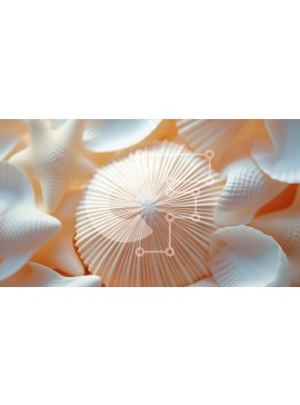 Intra Συλλεκτικό Ξύλινο Παζλ Plywood  4mm - Κοντινό πλάνο λευκών κοχυλιών σε κυκλικό μοτίβο Σε Ξύλινο Κουτί - Διαστάσεις: 10x10 cm – 25 κομμάτια