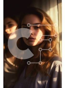 Intra Συλλεκτικό Ξύλινο Παζλ Plywood  4mm - Όμορφη εικόνα δύο γυναικών που θαυμάζουν ένα ηλιοβασίλεμα από ένα παράθυρο Σε Ξύλινο Κουτί - Διαστάσεις Puzzle: 10x10 cm – 25 κομμάτια