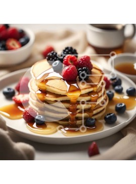 Σετ των 2 Intra Συλλεκτικό Ξύλινο Παζλ Plywood  4mm - Νόστιμες τηγανίτες με φρέσκα μούρα και σιρόπι Σε Ξύλινο Κουτί - Διαστάσεις: 10x10 cm – 25 κομμάτια