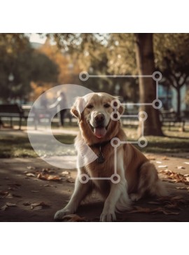 Intra Συλλεκτικό Ξύλινο Παζλ Plywood  4mm - Αξιολάτρευτη εικόνα του σκύλου Golden Retriever σε ένα Sunny Park Σε Ξύλινο Κουτί - Διαστάσεις: 10x10 cm – 25 κομμάτια