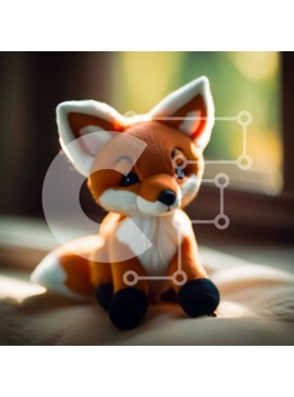 Intra Συλλεκτικό Ξύλινο Παζλ Plywood  4mm - Αξιολάτρευτη εικόνα ενός γεμισμένου παιχνιδιού αλεπούς σε ένα περβάζι Σε Ξύλινο Κουτί - Διαστάσεις Puzzle: 10x10 cm – 25 κομμάτια