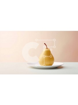 Σετ των 2 Intra Συλλεκτικό Ξύλινο Παζλ Plywood  4mm - Αχλάδι σε ένα λευκό πιάτο Σε Ξύλινο Κουτί - Διαστάσεις: 10x10 cm – 25 κομμάτια