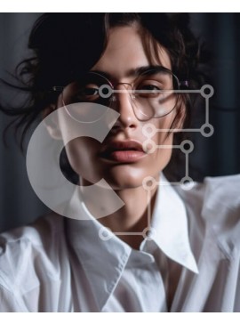 Intra Συλλεκτικό Ξύλινο Παζλ Plywood  4mm - Κομψή γυναίκα που φορά γυαλιά και λευκό πουκάμισο Σε Ξύλινο Κουτί - Διαστάσεις Puzzle: 10x10 cm – 25 κομμάτια