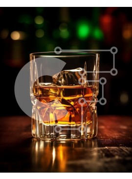 Σετ των 2 Intra Συλλεκτικό Ξύλινο Παζλ Plywood  4mm - Ποτήρι ουίσκι με παγάκι και μπουκάλια αλκοόλ Σε Ξύλινο Κουτί - Διαστάσεις: 10x10 cm – 25 κομμάτια