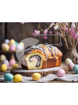 Σετ των 2 Intra Συλλεκτικό Ξύλινο Παζλ Plywood  4mm - Πασχαλινό κέικ Bundt με πολύχρωμα αυγά και λουλούδια Σε Ξύλινο Κουτί - Διαστάσεις: 10x10 cm – 25 κομμάτια