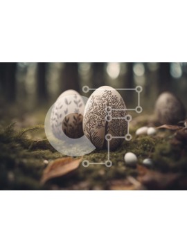 Intra Συλλεκτικό Ξύλινο Παζλ Plywood  4mm - Διακοσμημένα Πασχαλινά αυγά στο δάσος με σχέδια εμπνευσμένα από το δέντρο Σε Ξύλινο Κουτί - Διαστάσεις Puzzle: 10x10 cm – 25 κομμάτια