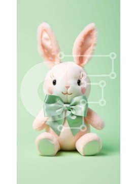 Intra Συλλεκτικό Ξύλινο Παζλ Plywood  4mm - Ροζ λαγουδάκι γεμιστό ζώο σε πράσινο φόντο Σε Ξύλινο Κουτί - Διαστάσεις Puzzle: 10x10 cm – 25 κομμάτια