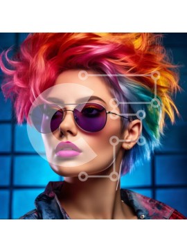 Σετ των 2 Intra Συλλεκτικό Ξύλινο Παζλ Plywood  4mm - Κομψή γυναίκα με πολύχρωμα μαλλιά και δροσερά γυαλιά ηλίου Σε Ξύλινο Κουτί - Διαστάσεις: 10x10 cm – 25 κομμάτια