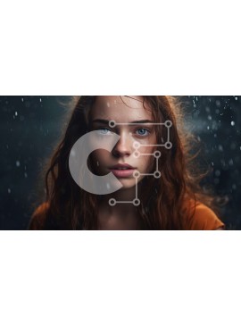 Intra Συλλεκτικό Ξύλινο Παζλ Plywood  4mm - Κυκλοθυμική εικόνα μιας νεαρής γυναίκας που στέκεται στη βροχή Σε Ξύλινο Κουτί - Διαστάσεις Puzzle: 10x10 cm – 25 κομμάτια