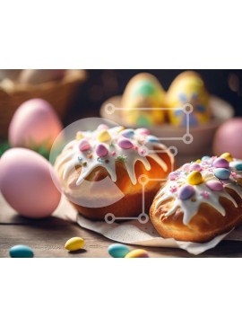 Σετ των 2 Intra Συλλεκτικό Ξύλινο Παζλ Plywood  4mm - Πασχαλινά γλυκά με πολύχρωμο παγωτό και αυγά Σε Ξύλινο Κουτί - Διαστάσεις: 10x10 cm – 25 κομμάτια