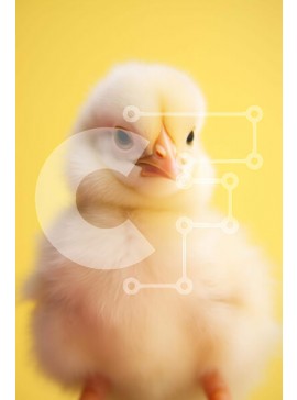 Σετ των 2 Intra Συλλεκτικό Ξύλινο Παζλ Plywood  4mm - Μικρό κίτρινο κοτόπουλο που κοιτάζει ψηλά στην κάμερα Σε Ξύλινο Κουτί - Διαστάσεις: 10x10 cm – 25 κομμάτια