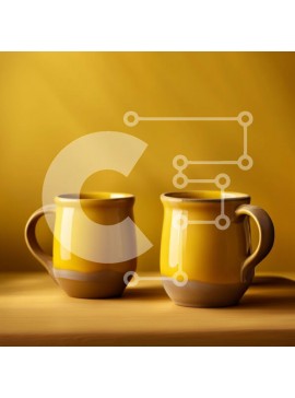 Intra Συλλεκτικό Ξύλινο Παζλ Plywood  4mm - Όμορφη εικόνα δύο κίτρινων κούπες σε ένα ξύλινο τραπέζι Σε Ξύλινο Κουτί - Διαστάσεις Puzzle: 10x10 cm – 25 κομμάτια