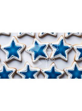 Σετ των 2 Intra Συλλεκτικό Ξύλινο Παζλ Plywood  4mm - Διάφορα μπισκότα σε σχήμα αστεριού σε ένα τραπέζι Σε Ξύλινο Κουτί - Διαστάσεις: 10x10 cm – 25 κομμάτια