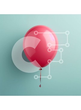 Intra Συλλεκτικό Ξύλινο Παζλ Plywood  4mm - Κόκκινο μπαλόνι σε γαλάζιο φόντο Σε Ξύλινο Κουτί - Διαστάσεις Puzzle: 10x10 cm – 25 κομμάτια