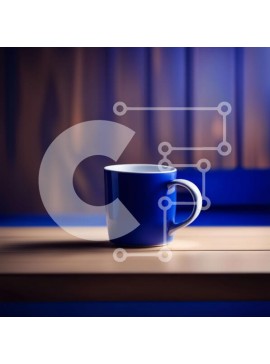 Σετ των 2 Intra Συλλεκτικό Ξύλινο Παζλ Plywood  4mm - Κομψή μπλε κούπα καφέ σε ρουστίκ ξύλινο τραπέζι Σε Ξύλινο Κουτί - Διαστάσεις: 10x10 cm – 25 κομμάτια