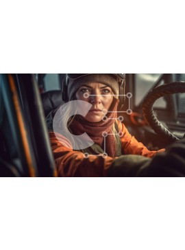 Intra Συλλεκτικό Ξύλινο Παζλ Plywood  4mm - Σοβαρή γυναίκα που οδηγεί αυτοκίνητο με γυαλιά ηλίου και δεμένα μαλλιά Σε Ξύλινο Κουτί - Διαστάσεις Puzzle: 10x10 cm – 25 κομμάτια