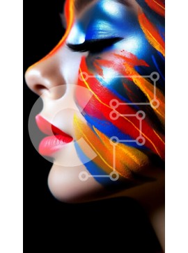 Intra Συλλεκτικό Ξύλινο Παζλ Plywood  4mm - Ζωντανή εικόνα μιας γυναίκας με πολύχρωμη βαφή προσώπου Σε Ξύλινο Κουτί - Διαστάσεις Puzzle: 10x10 cm – 25 κομμάτια