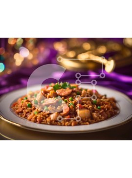 Σετ των 2 Intra Συλλεκτικό Ξύλινο Παζλ Plywood  4mm - Νόστιμο πιάτο με ρύζι με λουκάνικο, αρακά και πιπεριές Σε Ξύλινο Κουτί - Διαστάσεις: 10x10 cm – 25 κομμάτια