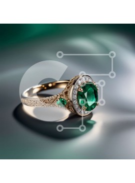 Σετ των 2 Intra Συλλεκτικό Ξύλινο Παζλ Plywood  4mm - Εκπληκτικό δαχτυλίδι αρραβώνων με οβάλ σμαραγδένια πέτρα και διαμαντένιο φωτοστέφανο Σε Ξύλινο Κουτί - Διαστάσεις: 10x10 cm – 25 κομμάτια