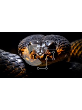 Intra Συλλεκτικό Ξύλινο Παζλ Plywood  4mm - Κοντινό πλάνο ενός μαύρου και κίτρινου φιδιού Σε Ξύλινο Κουτί - Διαστάσεις: 10x10 cm – 25 κομμάτια