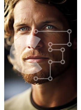 Intra Συλλεκτικό Ξύλινο Παζλ Plywood  4mm - Σοβαρός άνδρας με πράσινο πουκάμισο με μακριά μαλλιά και γένια Σε Ξύλινο Κουτί - Διαστάσεις Puzzle: 10x10 cm – 25 κομμάτια