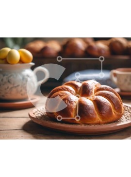 Σετ των 2 Intra Συλλεκτικό Ξύλινο Παζλ Plywood  4mm - Φρεσκοψημένο πλεκτό ψωμί σε ξύλινο πιάτο Σε Ξύλινο Κουτί - Διαστάσεις: 10x10 cm – 25 κομμάτια