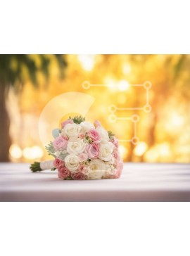 Intra Συλλεκτικό Ξύλινο Παζλ Plywood  4mm - Μπουκέτο με ροζ και λευκά τριαντάφυλλα Σε Ξύλινο Κουτί - Διαστάσεις Puzzle: 10x10 cm – 25 κομμάτια