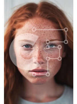 Intra Συλλεκτικό Ξύλινο Παζλ Plywood  4mm - Πορτρέτο μιας κοκκινομάλλας γυναίκας με φακίδες και ένα πράσινο πουκάμισο Σε Ξύλινο Κουτί - Διαστάσεις Puzzle: 10x10 cm – 25 κομμάτια