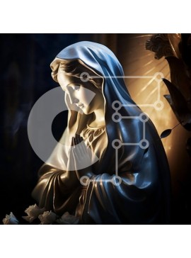 Intra Συλλεκτικό Ξύλινο Παζλ Plywood  4mm - Άγαλμα της Παναγίας στην Προσευχή Σε Ξύλινο Κουτί - Διαστάσεις Puzzle: 10x10 cm – 25 κομμάτια