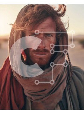 Intra Συλλεκτικό Ξύλινο Παζλ Plywood  4mm - Εκπληκτική εικόνα ενός άνδρα με κόκκινη ρόμπα που στέκεται στην έρημο στο ηλιοβασίλεμα Σε Ξύλινο Κουτί - Διαστάσεις Puzzle: 10x10 cm – 25 κομμάτια