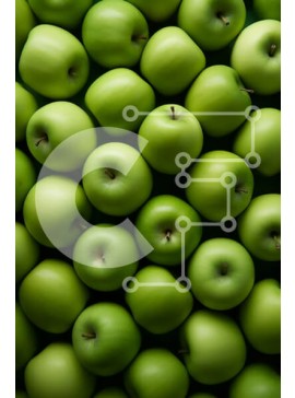 Σετ των 2 Intra Συλλεκτικό Ξύλινο Παζλ Plywood  4mm - Φρέσκα και υγιή πράσινα μήλα σε ένα σωρό - Φωτογραφία Αρχείου Σε Ξύλινο Κουτί - Διαστάσεις: 10x10 cm – 25 κομμάτια