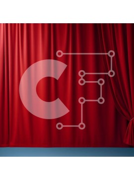 Intra Συλλεκτικό Ξύλινο Παζλ Plywood  4mm - Κόκκινη βελούδινη κουρτίνα σε γαλάζιο τοίχο Σε Ξύλινο Κουτί - Διαστάσεις Puzzle: 10x10 cm – 25 κομμάτια